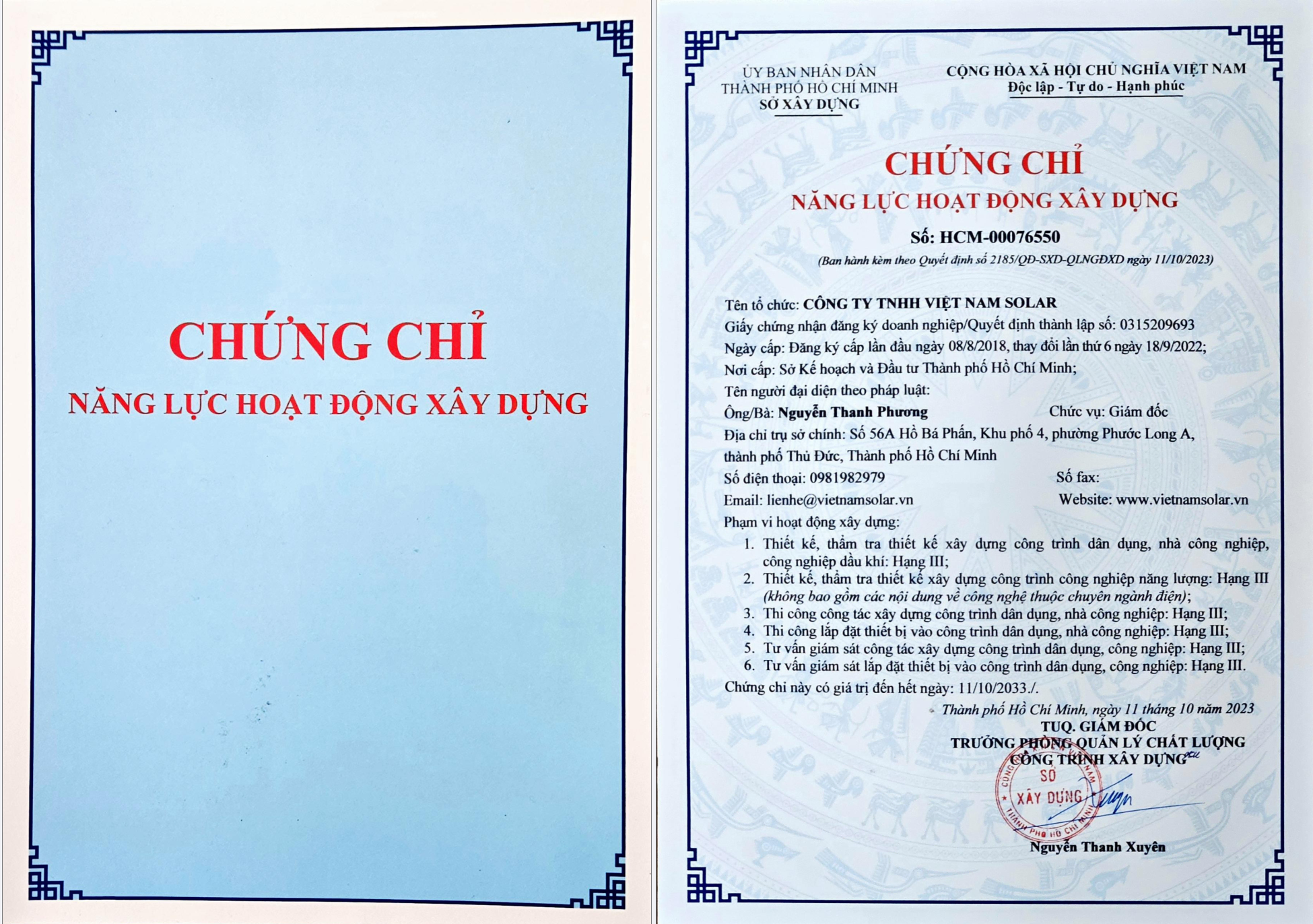 Giấy phép hoạt động xây dựng