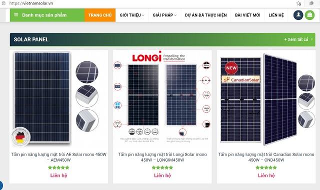 Các sản phẩm pin năng lượng mặt trời đa dạng