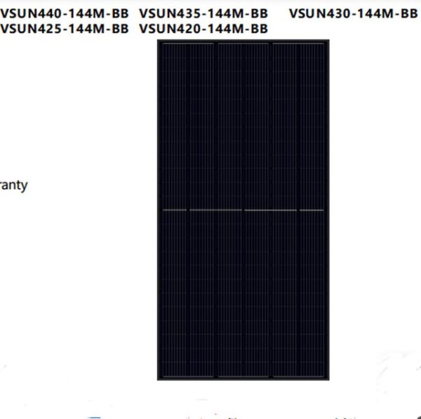 Tấm pin năng lượng mặt trời Vsun440-144M-BB công suất 440W 
