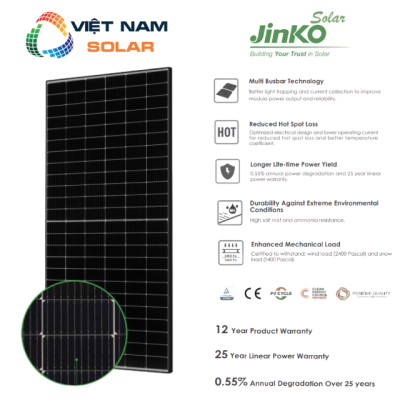 Tấm Pin NLMT Jinko Solar 545WP – 1 Mặt Kính [Giá Sỉ]