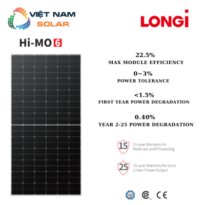 Tấm Pin Năng Lượng Mặt Trời Longi 570WP-LR5-72HTH-570M
