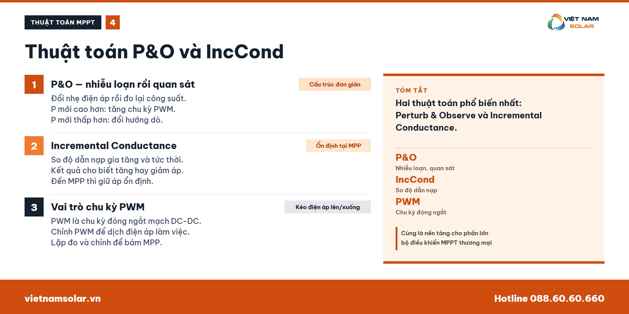 MPPT - Maximum Power Point Tracking Là Gì? 28 Các thuật toán MPPT gồm P&O và Incremental Conductance