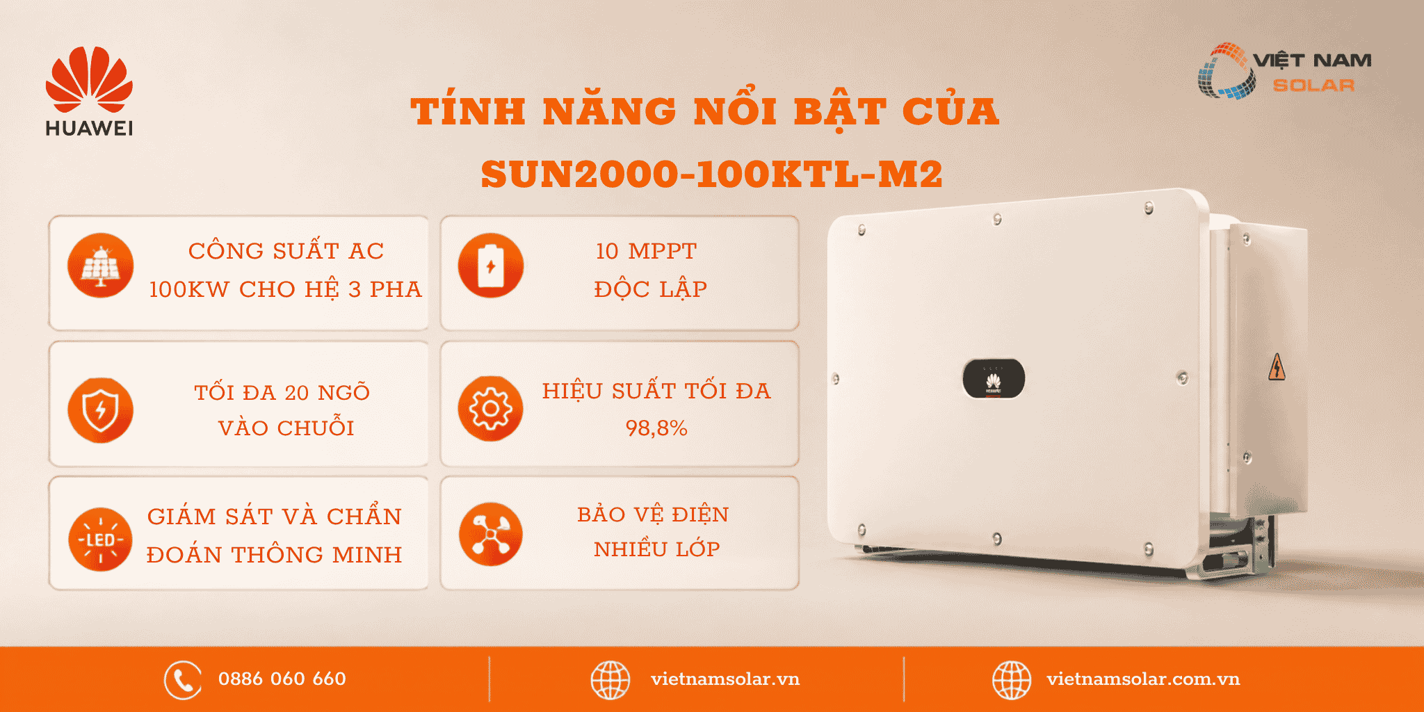 SUN2000-100KTL-M2 - Inverter Hòa Lưới Huawei 100kW 3 Pha 1 tinh nang noi bat sun2000 100ktl m2 inverter huawei 100kw 3 pha