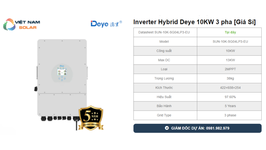 Inverter Hybrid Deye 10KW 3 Pha [Giá Sỉ]