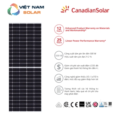 Tấm Pin Năng Lượng Mặt Trời Canadian Solar 485WP - HiKu5-CS3Y-485MS
