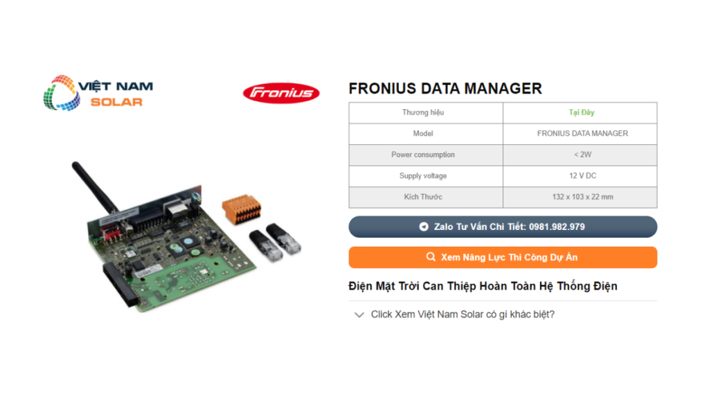 FRONIUS DATA MANAGER - Việt Nam Solar