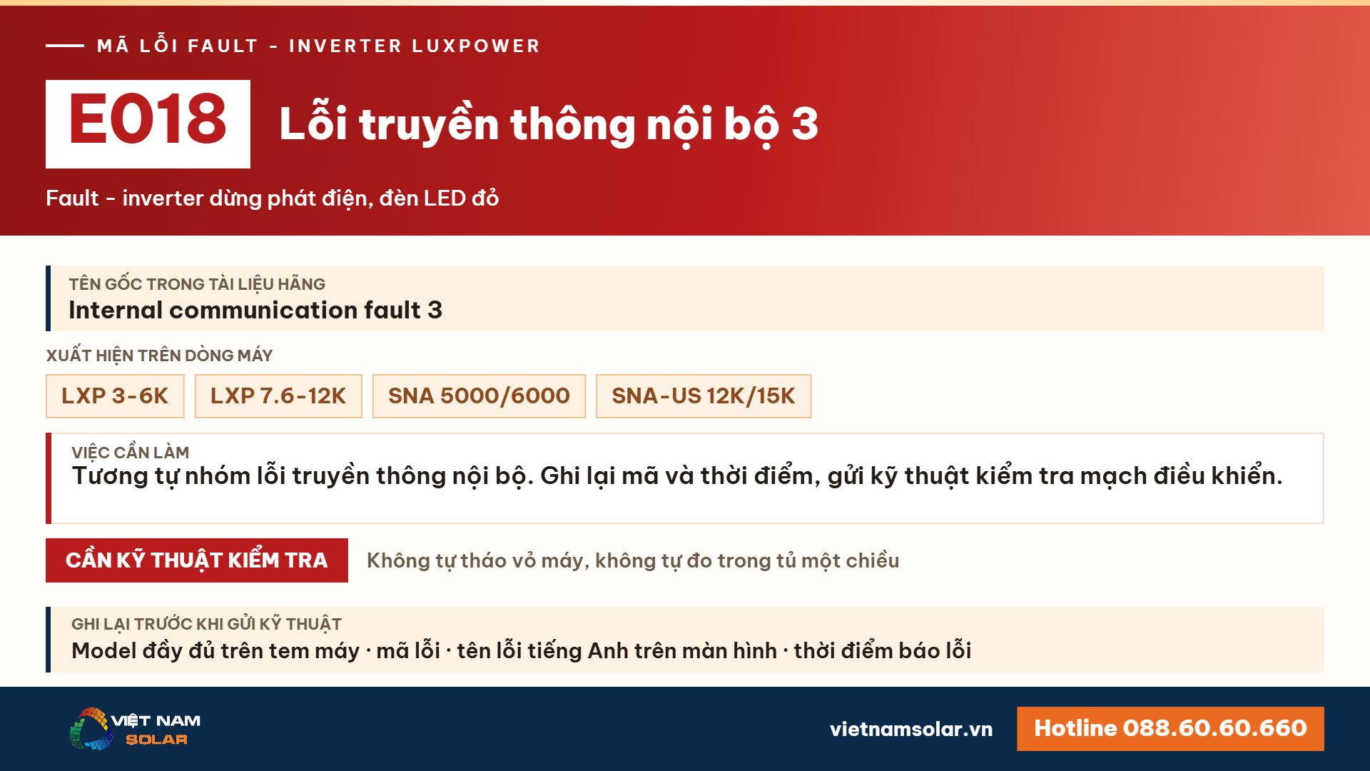 Lỗi E018 Luxpower – Lỗi truyền thông nội bộ 3 (lỗi 18)