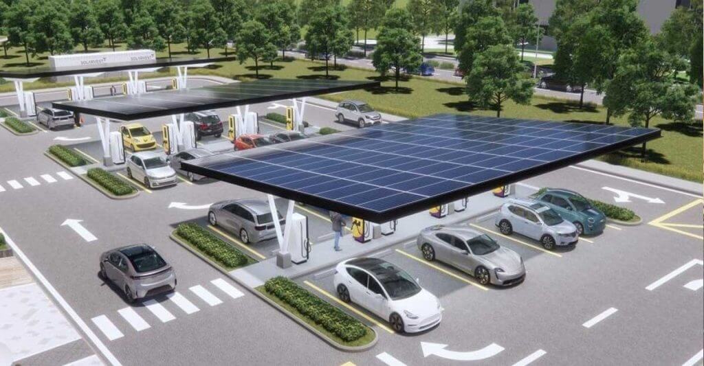 Sạc xe điện kết hợp với điện mặt trời để giảm chi phí sử dụng xe điện