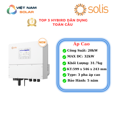 [Áp Cao] Inverter Hybrid Solis 20KW 3 pha - S6-EH3P20K-H