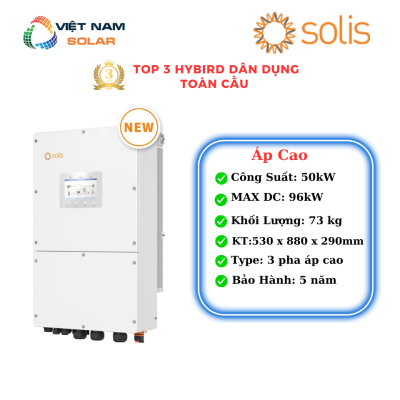 [Áp Cao] Inverter Hybrid Solis 50KW 3 pha - S6-EH3P50K-H