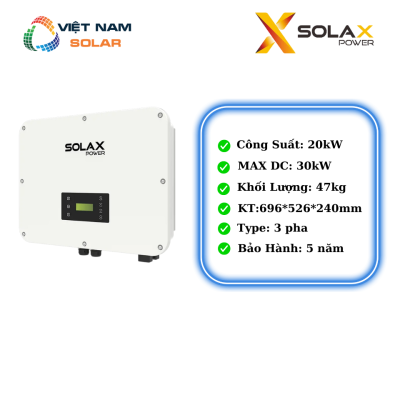 [Áp Cao] Inverter Hybrid SolaX 20KW 3 pha