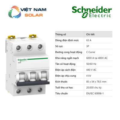 MCB iK60N - 3P - 63A C Curve | Schneider Electric