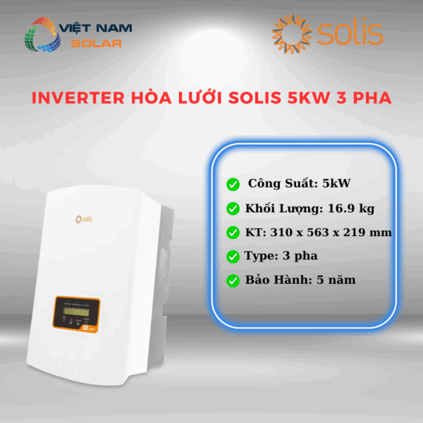 Inverter Hòa Lưới Solis 5KW 3 pha - S5-GR3P5K [Giá Sỉ]