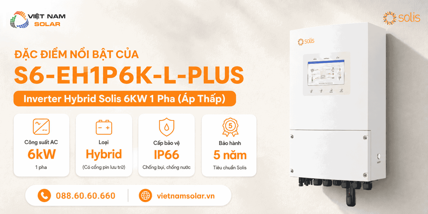 S6-EH1P6K-L-PLUS - Inverter Hybrid Solis 6KW 1 Pha (Áp Thấp) 1 s6 eh1p6k l plus inverter hybrid solis 6kw 1 pha ap thap dac diem noi bat 1 1