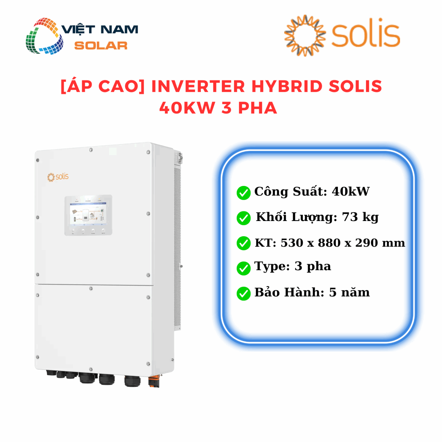 [Áp Cao] Inverter Hybrid Solis 40kW 3pha - S6-EH3P40K-H [Giá Sỉ] - Việt ...