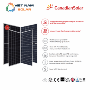 Tấm Pin NLMT Canadian 700WP n-type TOPCon 2 Mặt Kính Bifacial [Giá Sỉ]