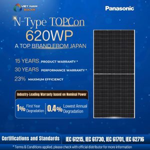 Tấm Pin Năng Lượng Mặt Trời Panasonic 620WP N-type Topcon