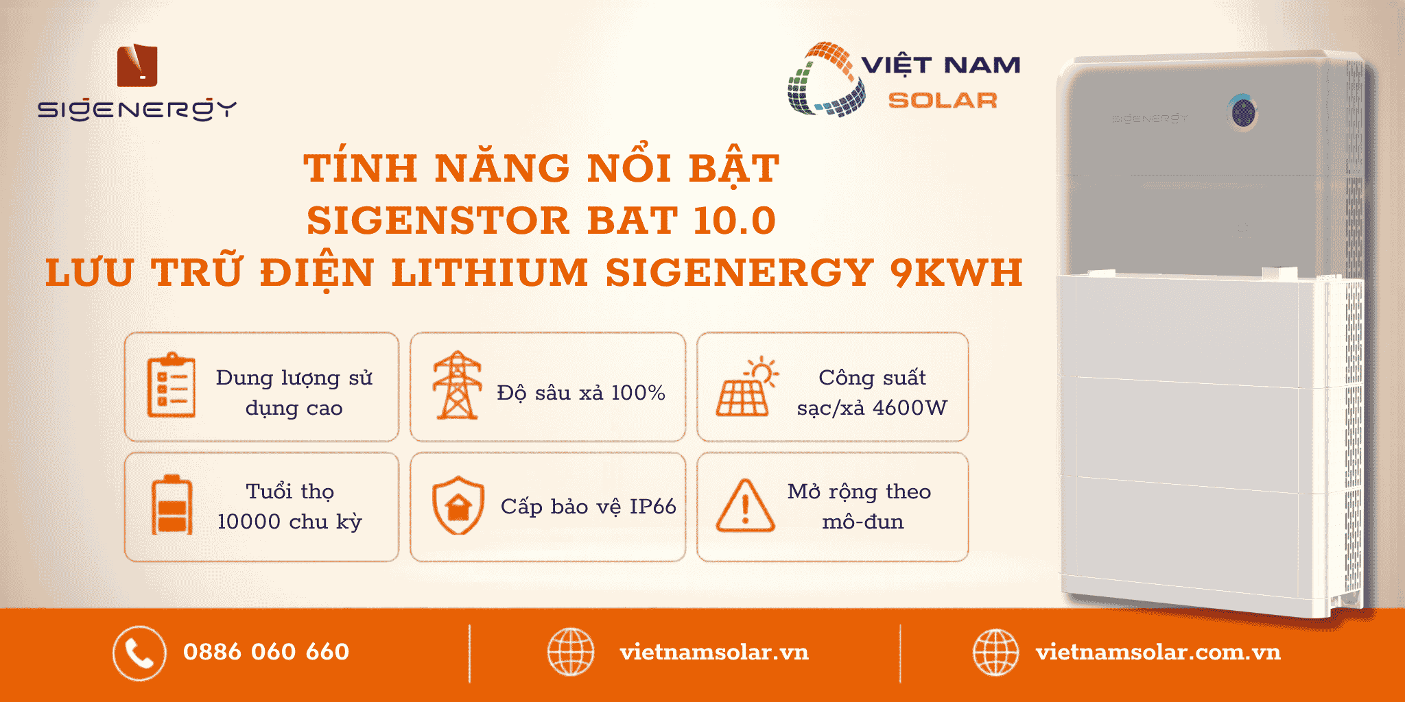 SigenStor BAT 10.0 - Lưu Trữ Điện Lithium Sigenergy 9kWh 1 tinh nang noi bat pin luu tru dien lithium sigen 10kwh