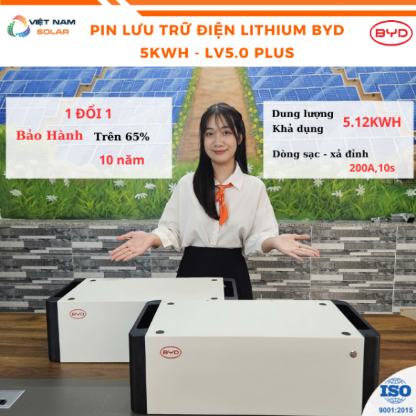 Pin Lưu Trữ Điện Lithium BYD 5kWh - LV5.0 Plus