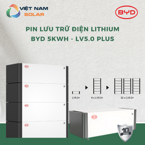 Pin Lưu Trữ Điện Lithium BYD 5kWh - LV5.0 Plus