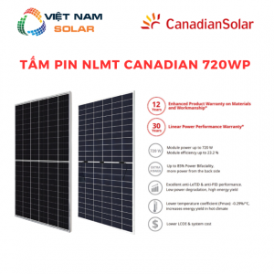 Tấm Pin NLMT Canadian 720WP n-type TOPCon 2 Mặt Kính Bifacial [Giá Sỉ]