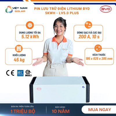 Pin Lưu Trữ Điện Lithium BYD 5kWh - LV5.0 Plus