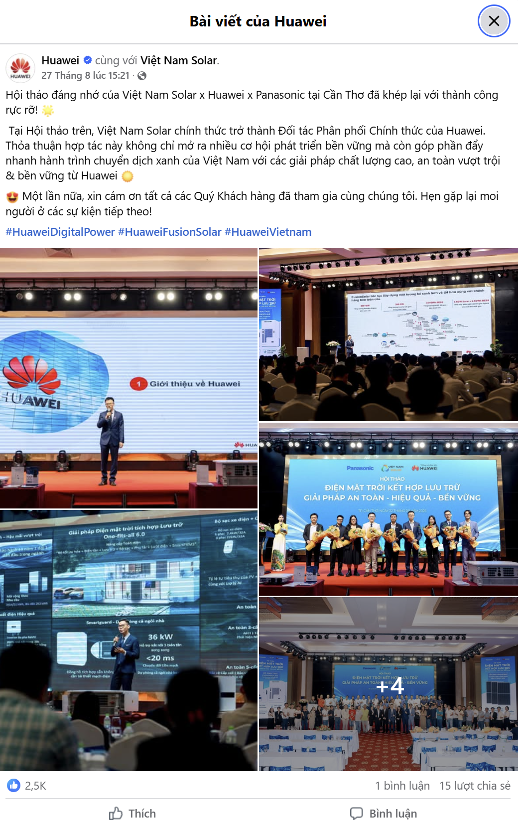 Việt Nam Solar đối tác phân phối chính thức Huawei