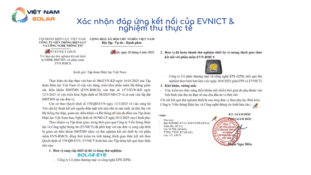 Xac nhan dap ung ket noi cua EVNICT nghiem thu thuc te 1