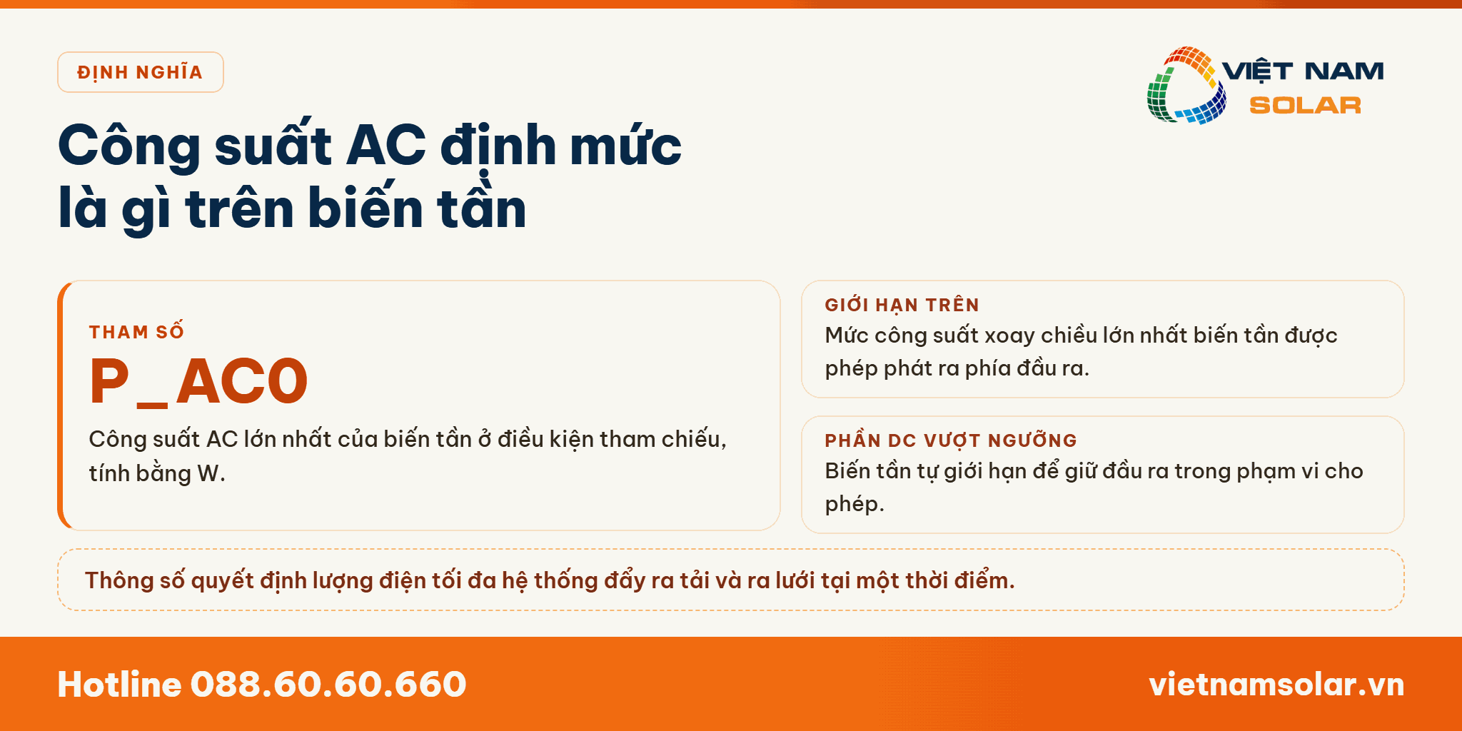 Công Suất AC Định Mức Là Gì? 1 Công suất AC định mức là giới hạn công suất xoay chiều lớn nhất biến tần phát ra phía đầu ra