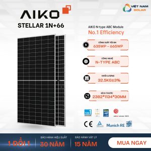 Tấm pin năng lượng mặt trời Aiko Solar 650Wp - Stellar 1N+66