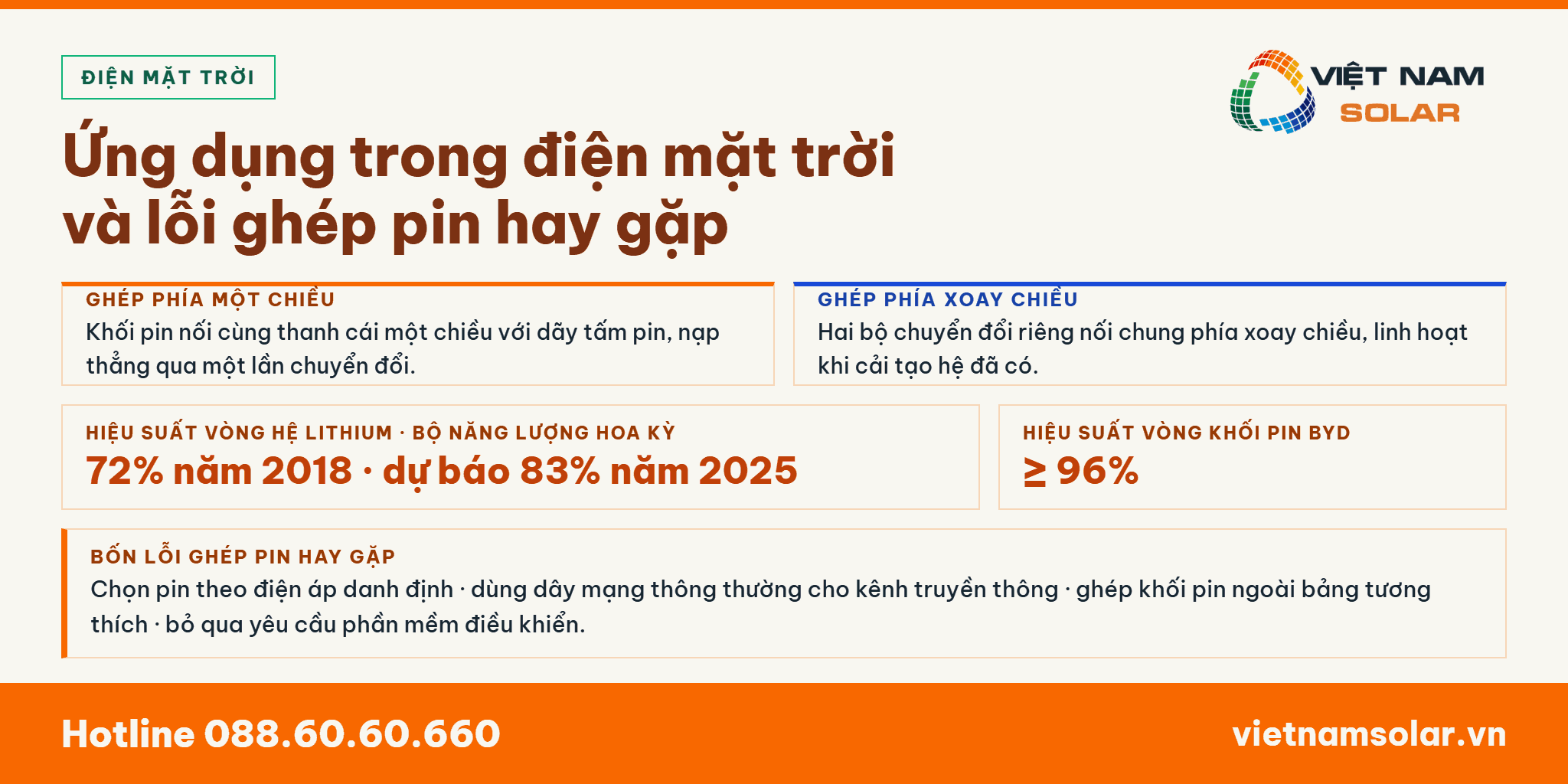 Ứng dụng trong điện mặt trời và lỗi ghép pin hay gặp