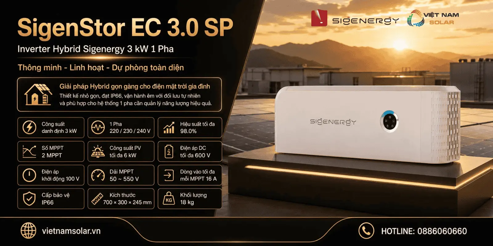 SigenStor EC 3.0 SP - Inverter Hybrid Sigenergy 3 kW 1 Pha 2 SigenStor EC 3.0 SP 4