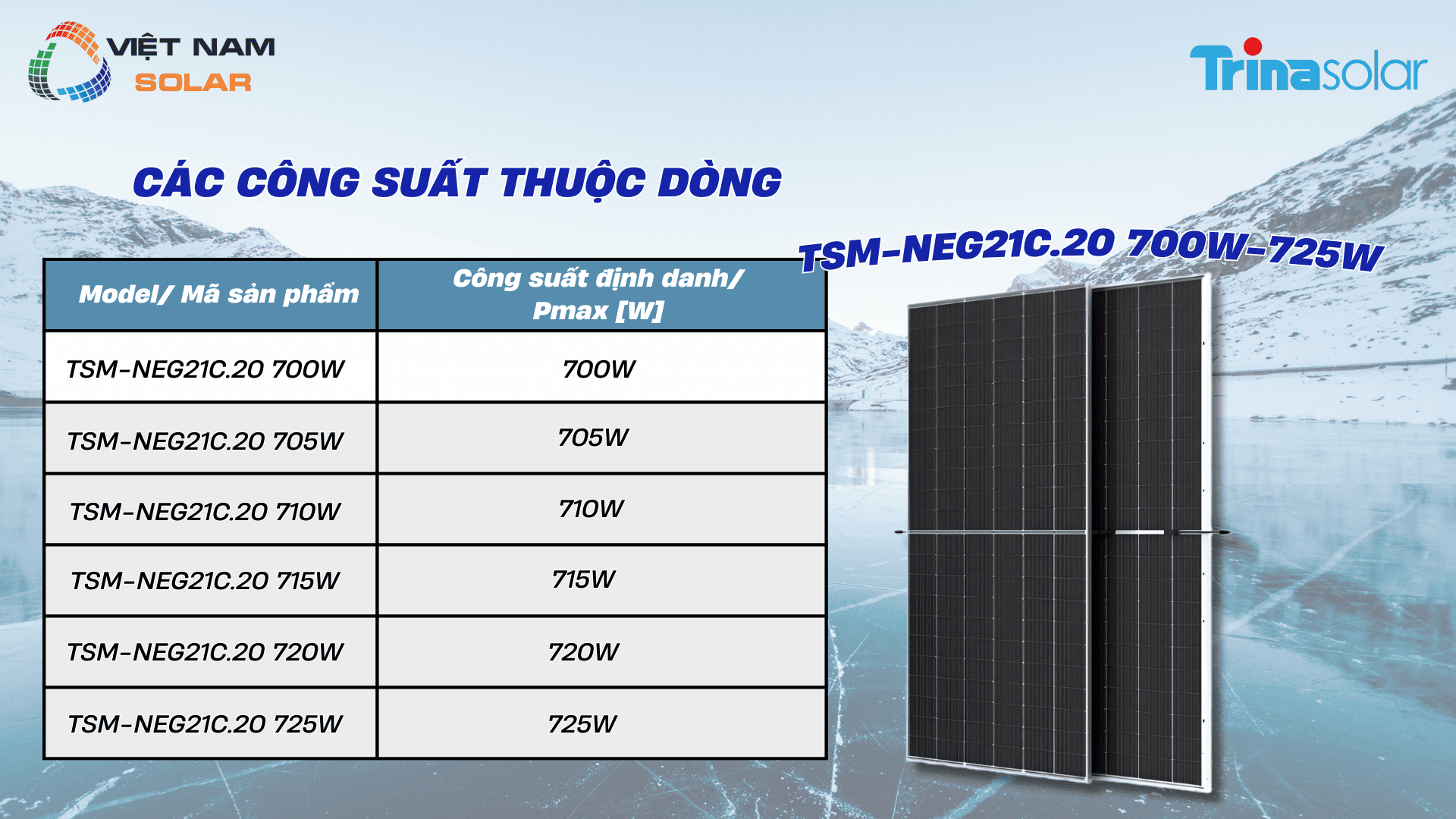 Tấm Pin Năng Lượng Mặt Trời Trina Solar 720Wp - VertexN 1 TSM NEG21C.20 700W 725W 1
