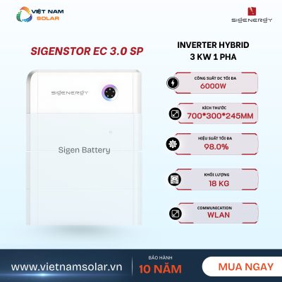 Inverter Hybrid Sigenergy 3 kW 1 Pha Bảo Hành 10 Năm – SigenStor EC 3.0 SP
