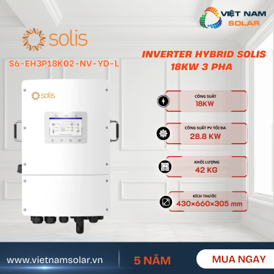 [Áp Thấp] Inverter Hybrid Solis 18KW 3 Pha – S6-EH3P18K02-NV-YD-L