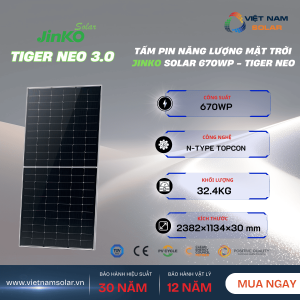 Tấm Pin Năng Lượng Mặt Trời Jinko Solar 670Wp - Tiger Neo 3.0