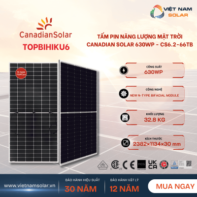 Tấm Pin Năng Lượng Mặt Trời Canadian Solar 630Wp - TOPBIHIKU6
