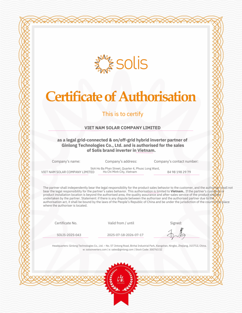 Vietnam solar distributor certification
