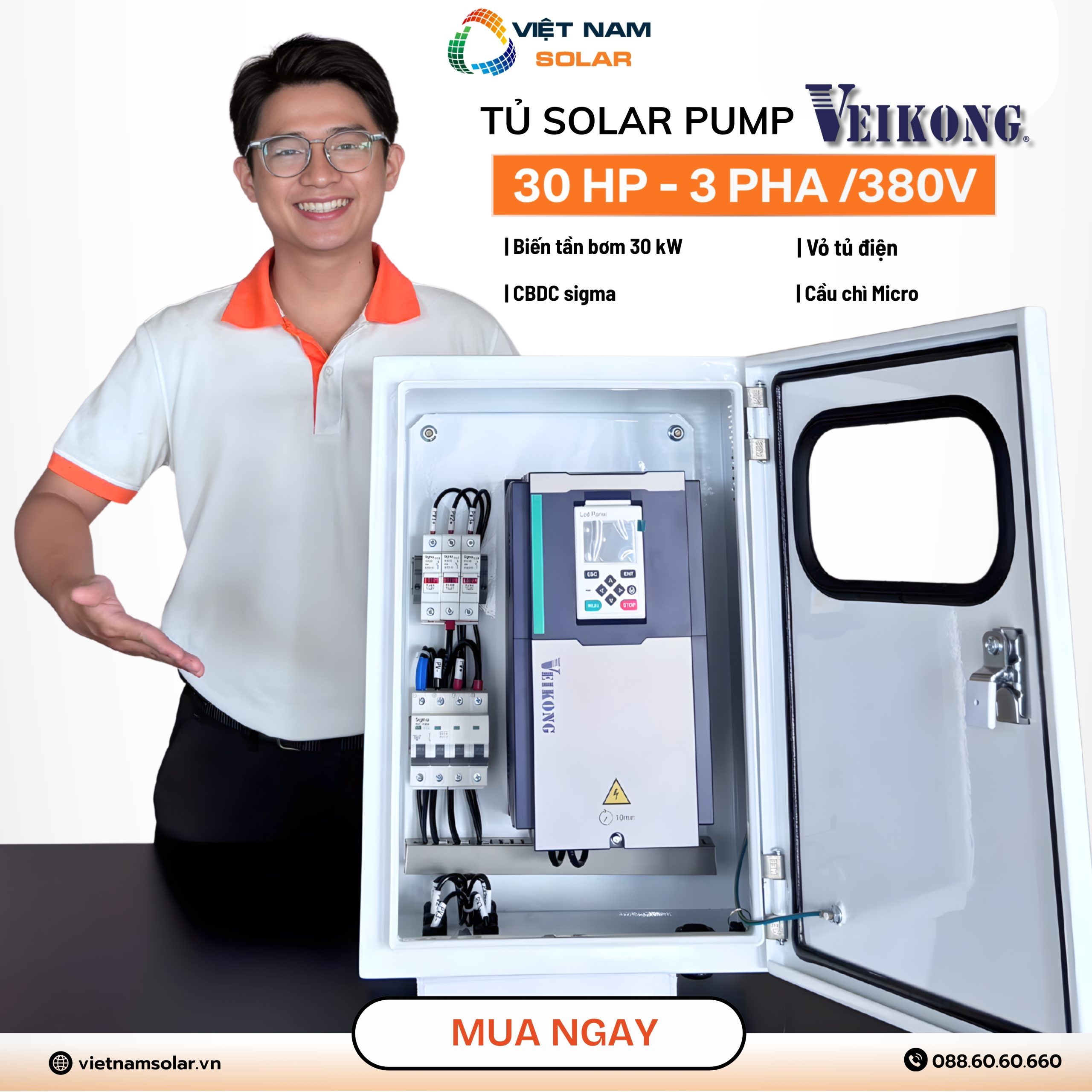 Combo Bơm Nước Năng Lượng Mặt Trời Cho Máy Bơm Công Suất 30HP – 22.5 kW 3 bien tan bom 30 hp 2 scaled