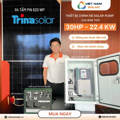 Combo Bơm Nước Năng Lượng Mặt Trời Cho Máy Bơm Công Suất 30HP – 22.5 kW