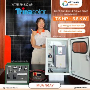 Combo Bơm Nước Năng Lượng Mặt Trời Cho Máy Bơm Công Suất 7,5HP - 5,6kW