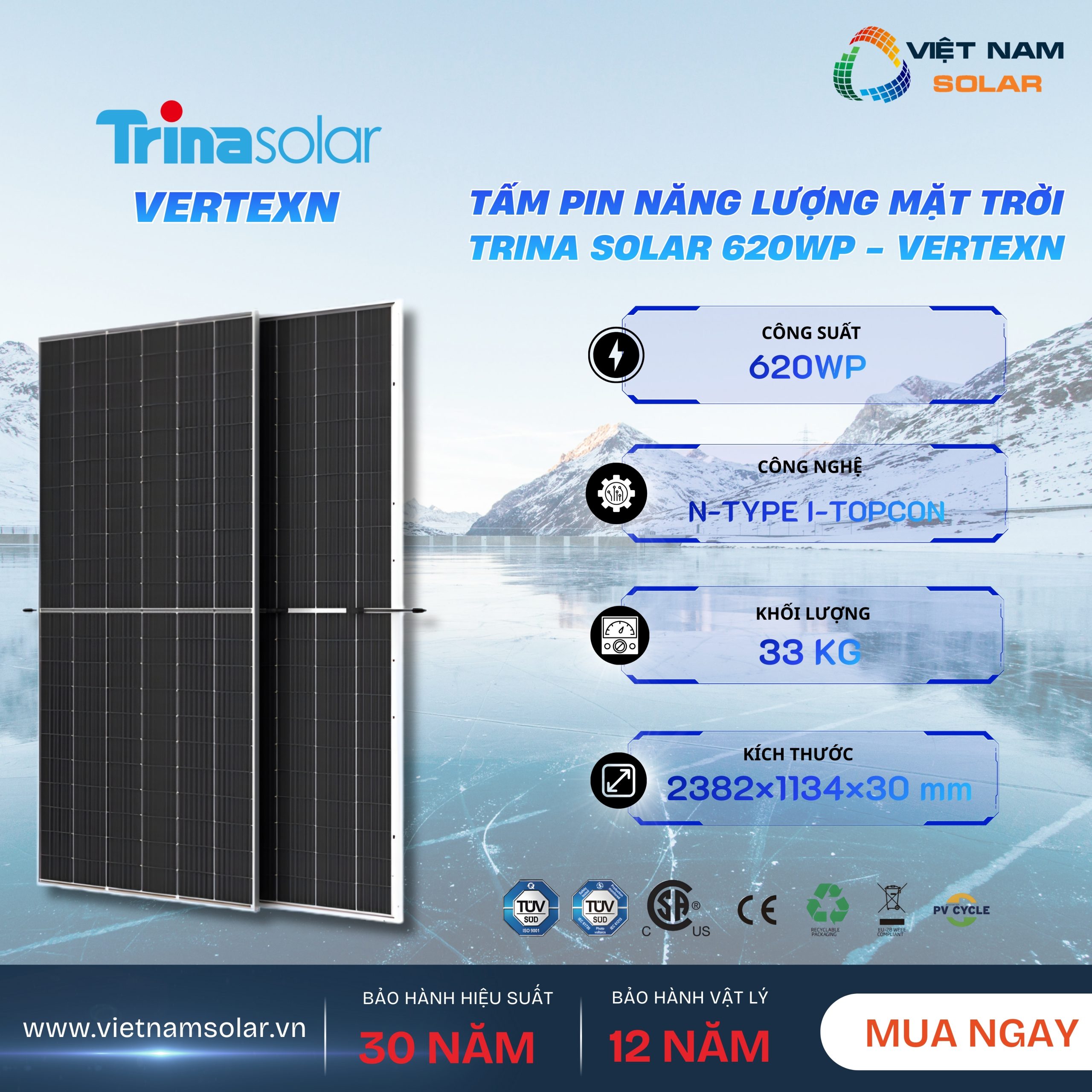 Combo Bơm Nước Năng Lượng Mặt Trời Cho Máy Bơm Công Suất 3HP - 2,2kW (1 PHA) 3 tam pin nang luong mat troi trina solar scaled