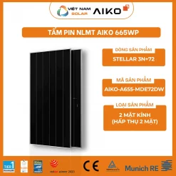 AIKO-A665-MDE72Dw - Tấm Pin NLMT Aiko 665WP - STELLAR 3N+72
