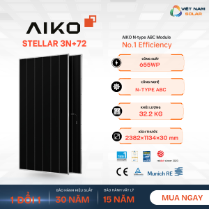 Tấm Pin Năng Lượng mặt trời Aiko 655Wp - STELLAR 3N+72