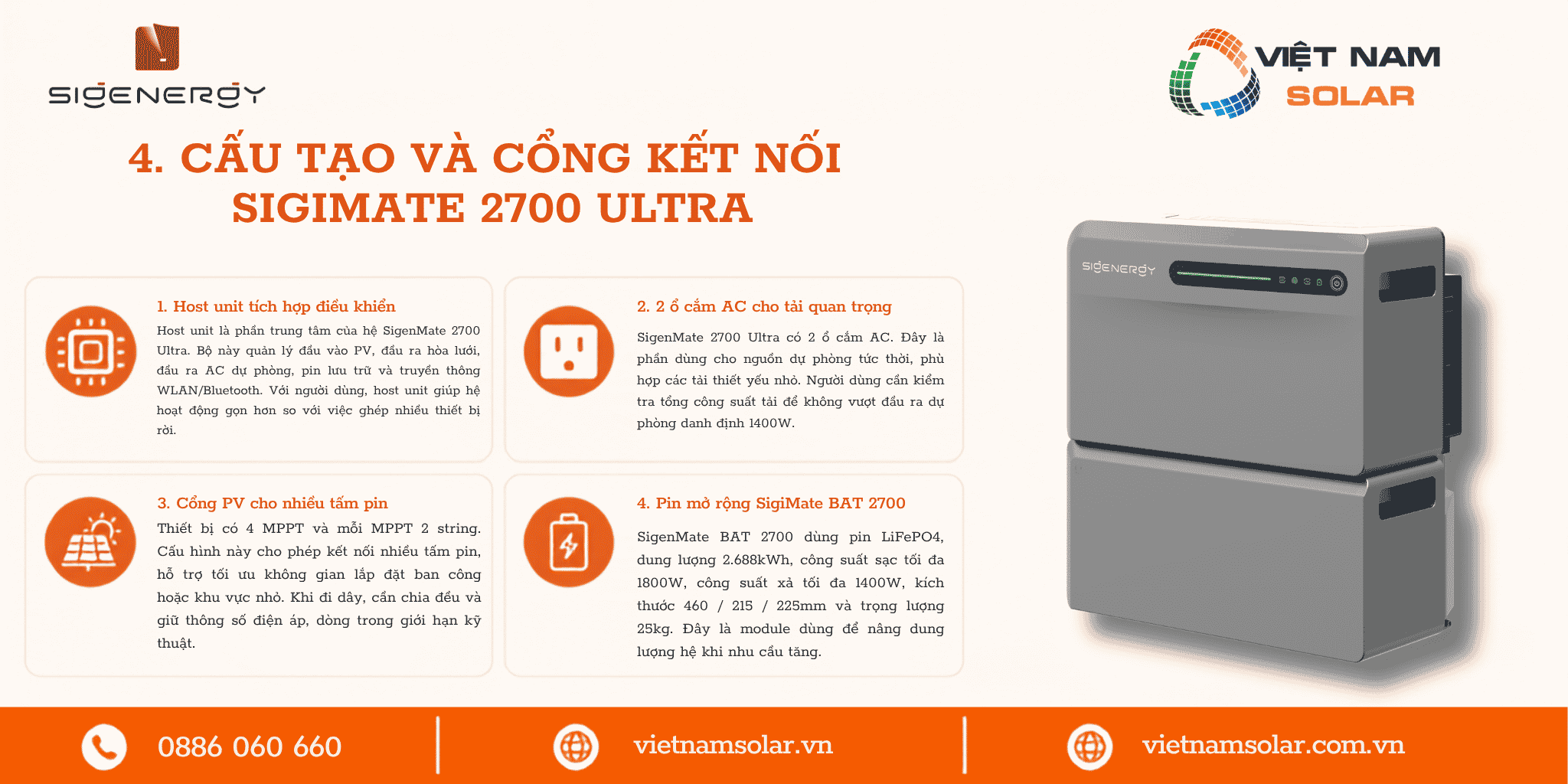 SigenMate 2700 Ultra - Bộ Lưu Trữ Điện Mặt Trời Mini 2 cau tao bo luu tru dien mat troi mini sigenmate 2700 ultra