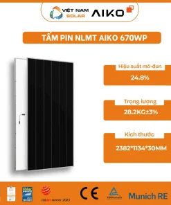 AIKO-A670-MDE72Mw - Tấm Pin NLMT Aiko 670WP - COMET 3N72