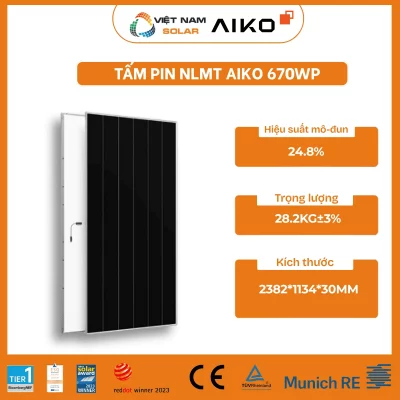 AIKO-A670-MDE72Mw - Tấm Pin NLMT Aiko 670WP - COMET 3N72