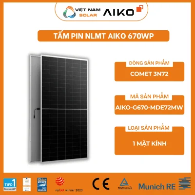 AIKO-A670-MDE72Mw - Tấm Pin NLMT Aiko 670WP - COMET 3N72