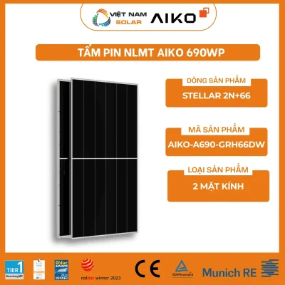 AIKO-A690-GRH66Dw-Tấm Pin NLMT Aiko 690WP-Stellar 2N+66