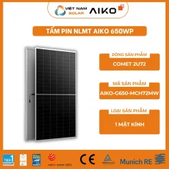 AIKO-G650-MCH72Mw - Tấm Pin NLMT Aiko 650WP - COMET 2U72